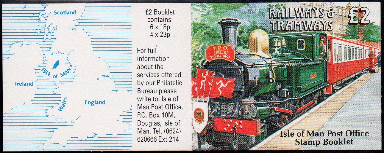 Isle of Man Booklet Stamps Trains 1988-1992
